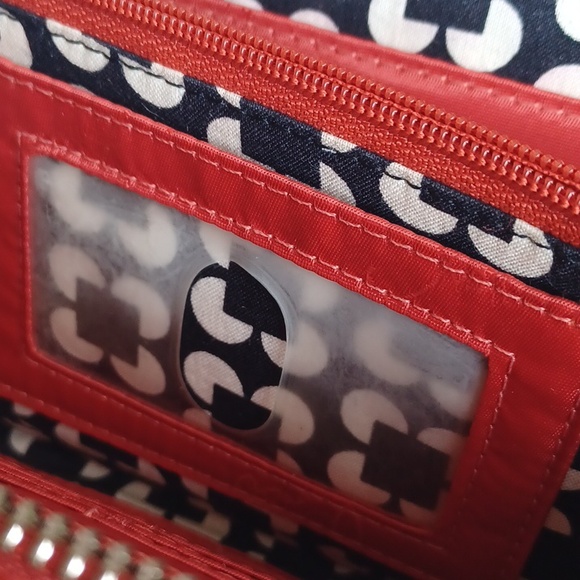 Vera Bradley Coral Red Faux Leather Accordian Style Zip Around Wallet - Picture 13 of 16
